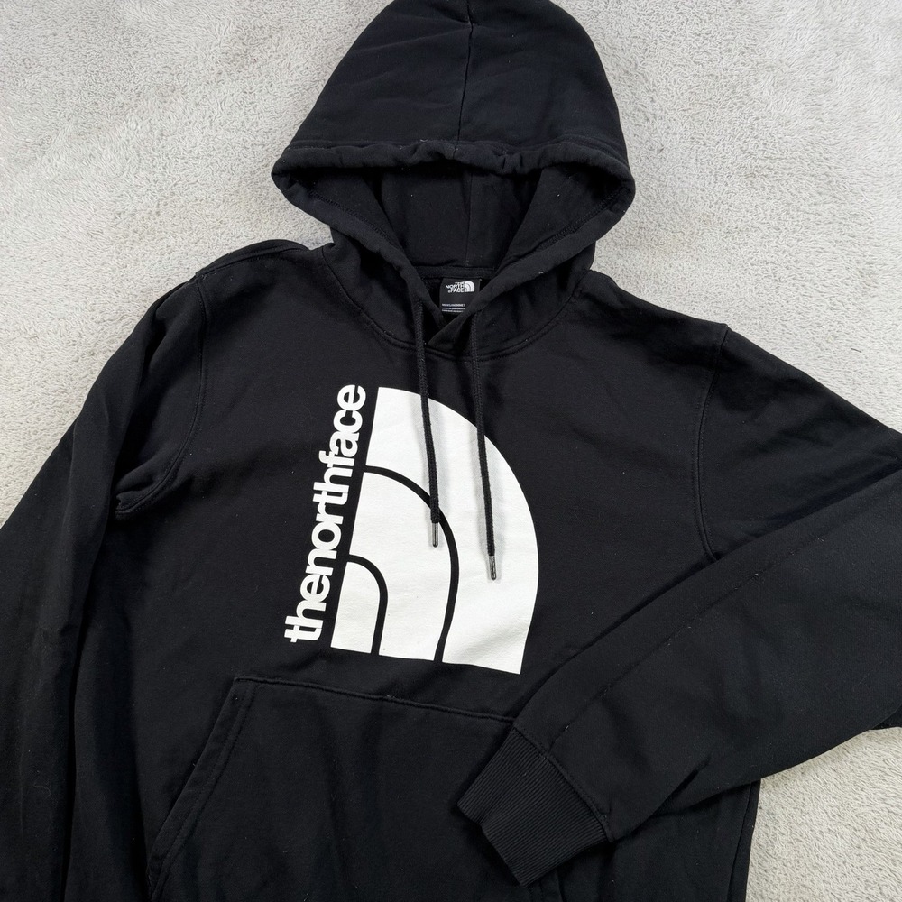 The North Face Hoodie Mens Medium Black Fleece Drawstring Pullover Outdoor